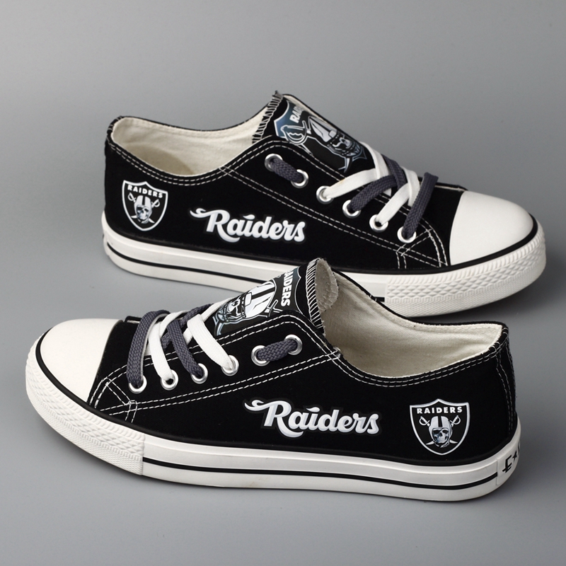 All Sizes NFL Oakland Raiders Repeat Print Low Top Sneakers 008